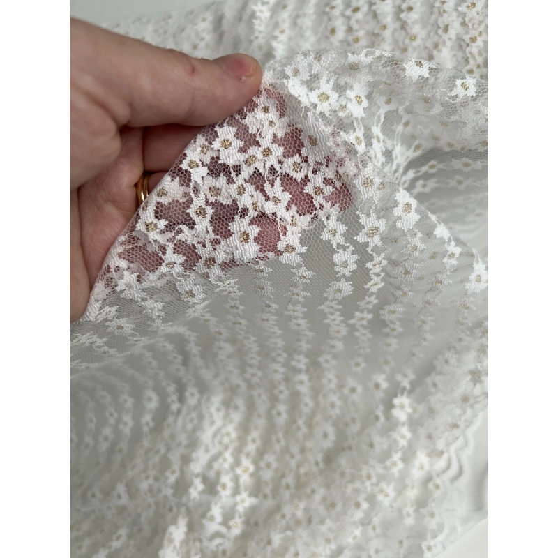 Tulle souple crème marguerites dorées Batikou - 8