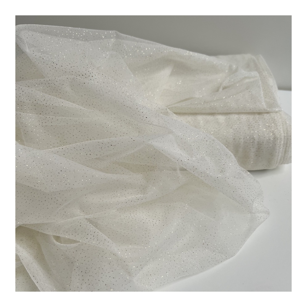 Tulle souple écru / doré Batikou - 1