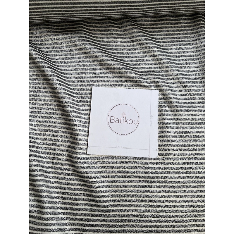 Viscose rayures chinées noires, écru et lurex doré Batikou - 4