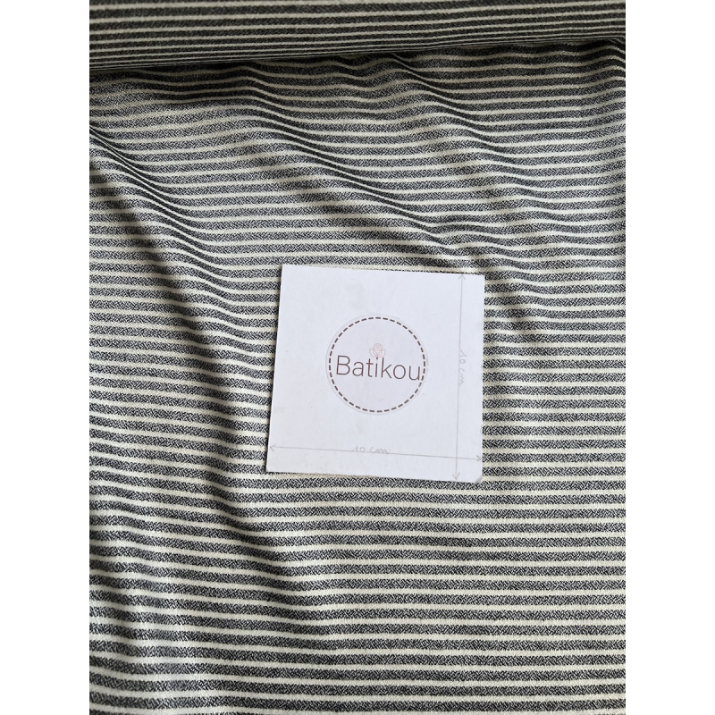 Viscose rayures chinées noires, écru et lurex doré Batikou - 4