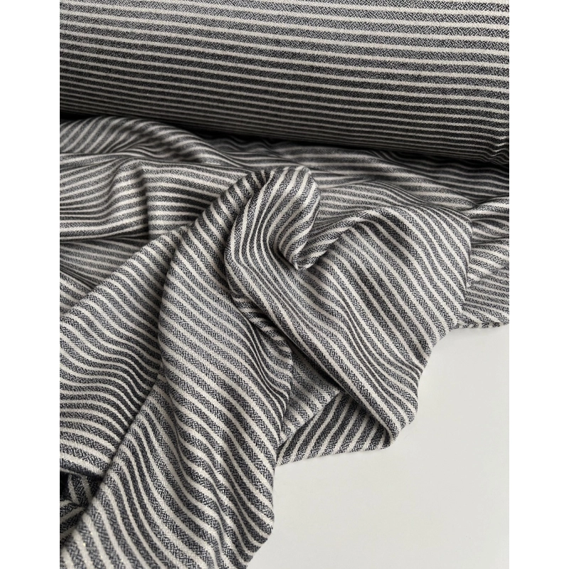 Viscose rayures chinées noires, écru et lurex doré Batikou - 5