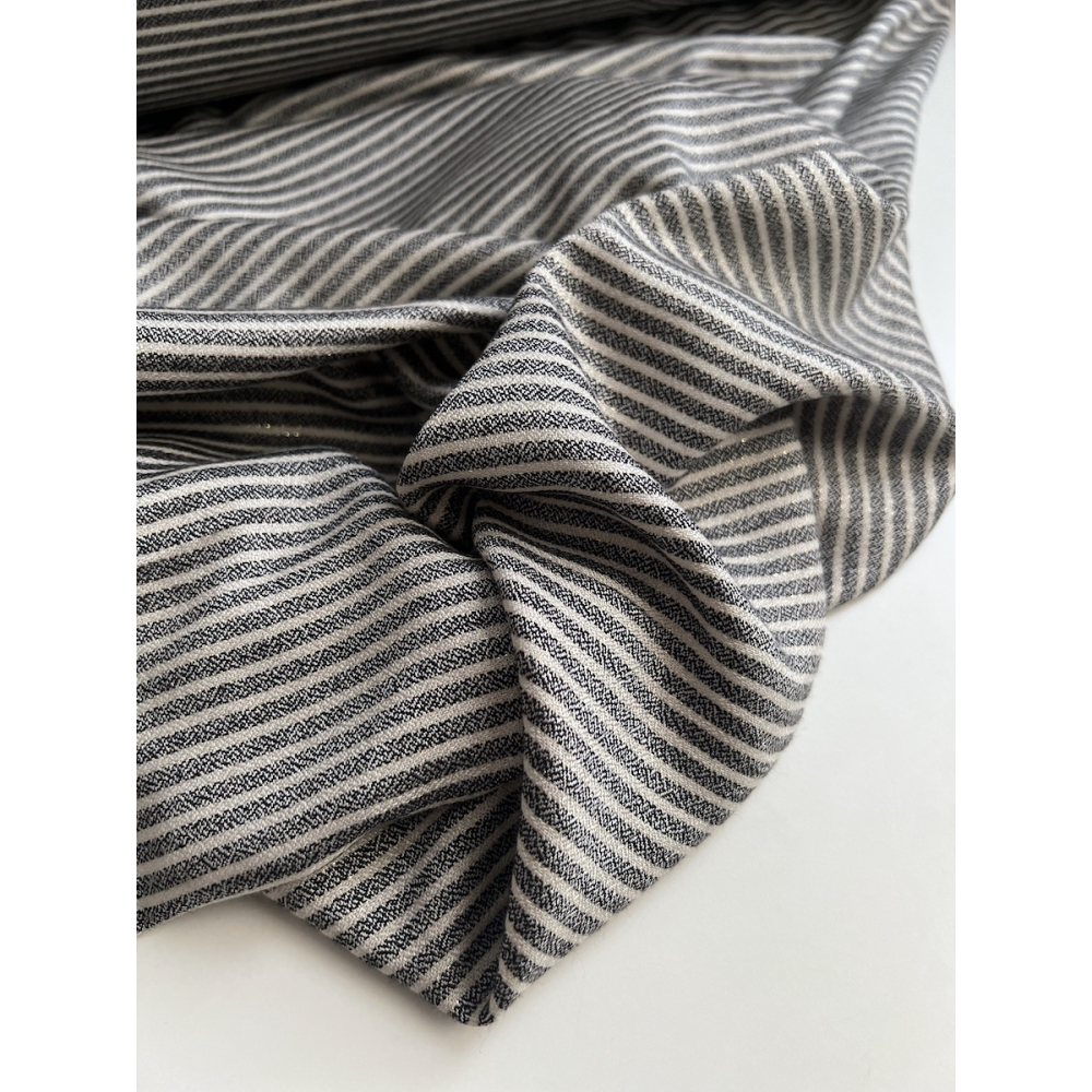 Viscose rayures chinées noires, écru et lurex doré Batikou - 8