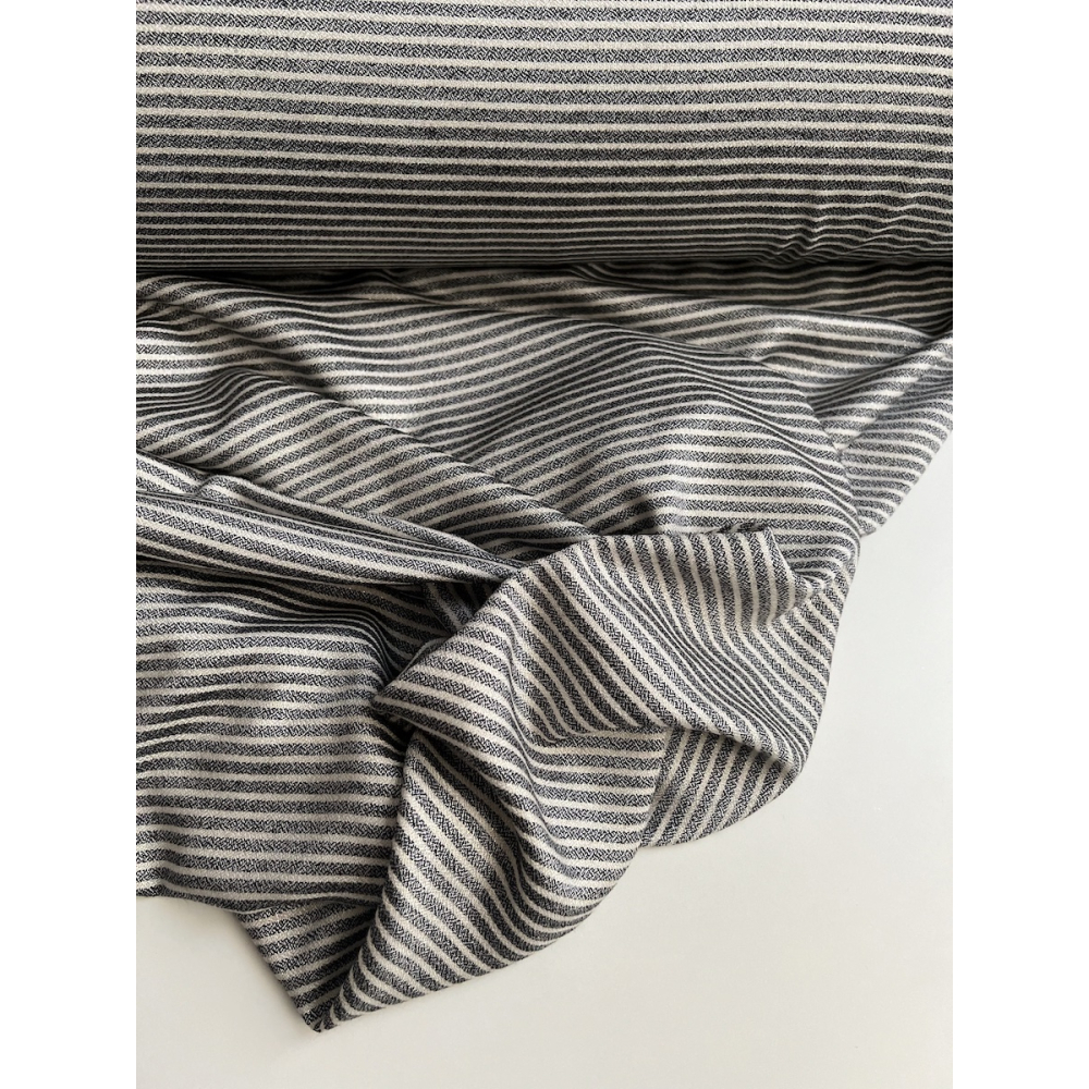 Viscose rayures chinées noires, écru et lurex doré Batikou - 9