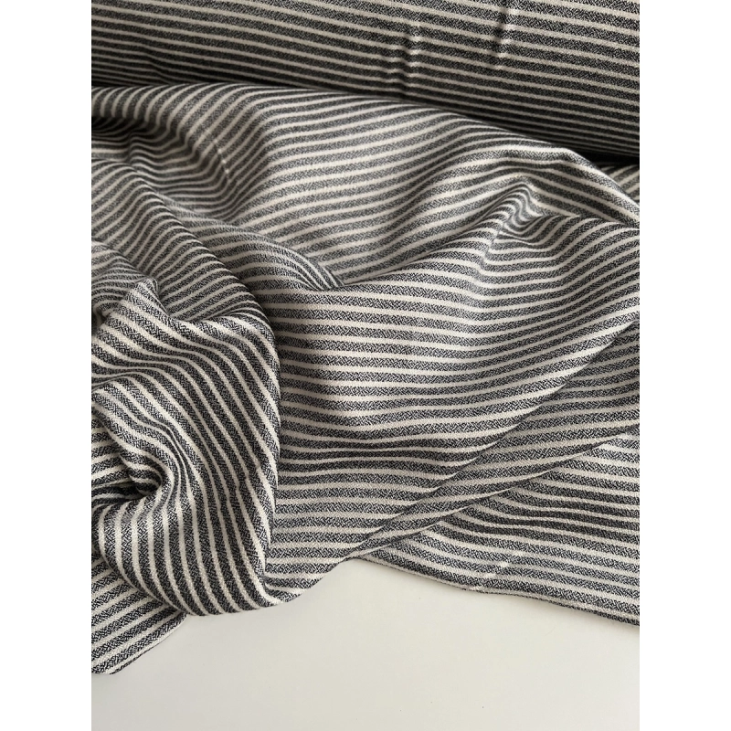 Viscose rayures chinées noires, écru et lurex doré Batikou - 10