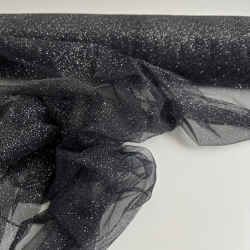 Tulle souple noir / argent Batikou - 1
