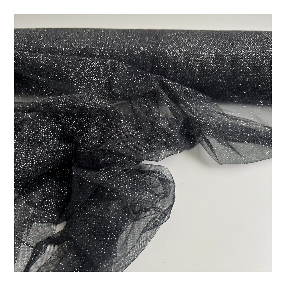Tulle souple noir / argent Batikou - 1 Tulle souple noir / argent Batikou - 1