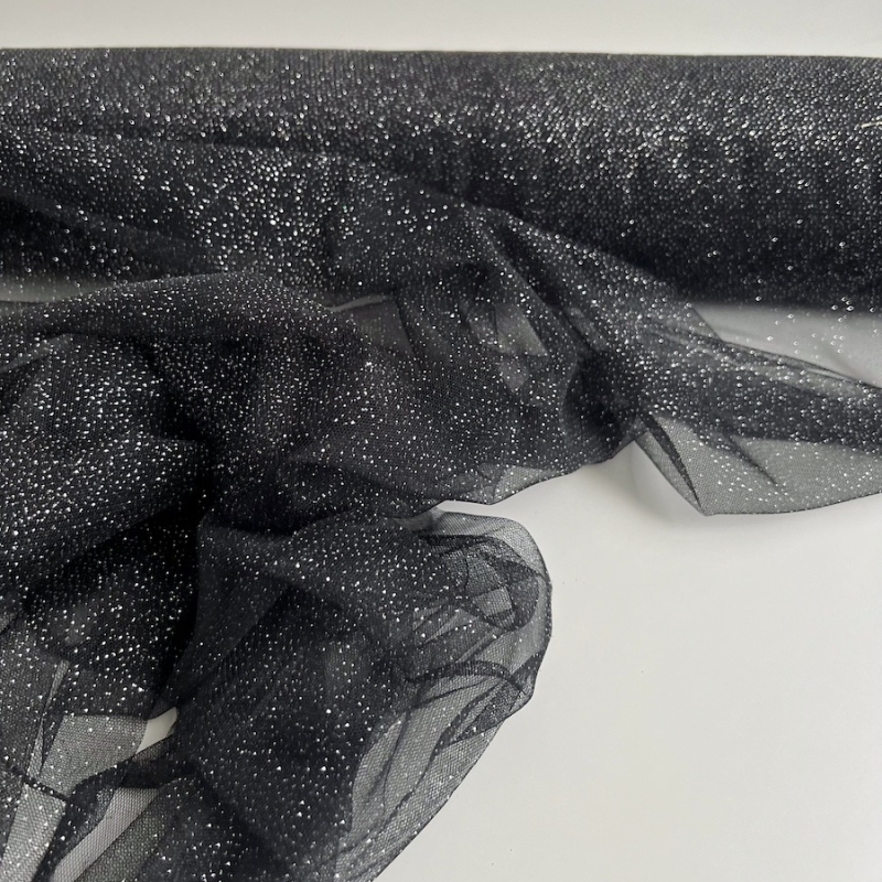 Tulle souple noir / argent Batikou - 1 Tulle souple noir / argent Batikou - 1