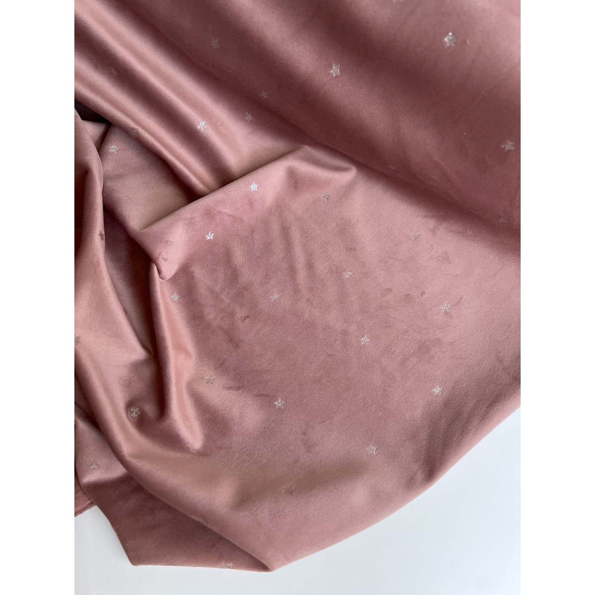 Stella - Velours ras fluide coloris vieux rose nuée d'étoiles argentées Batikou - 5