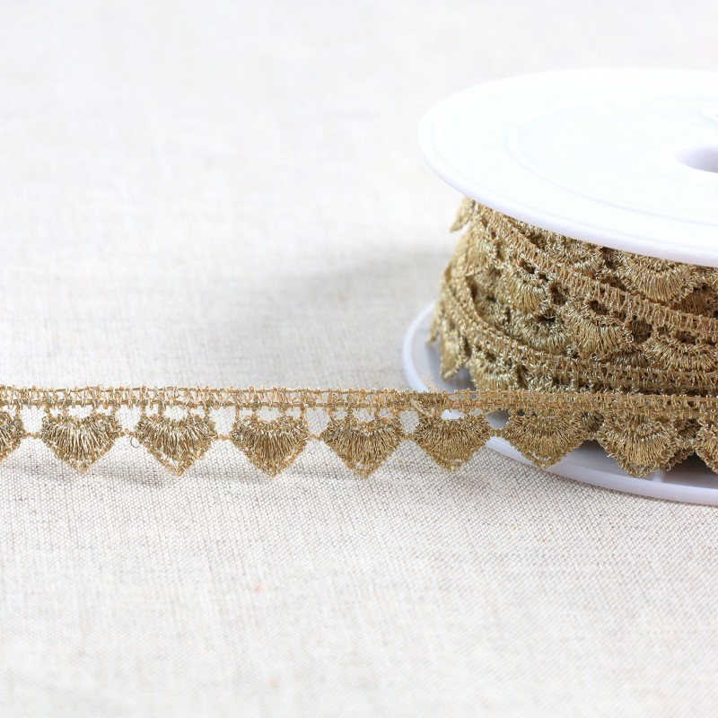 Guipure métallique coeur - Coloris Or