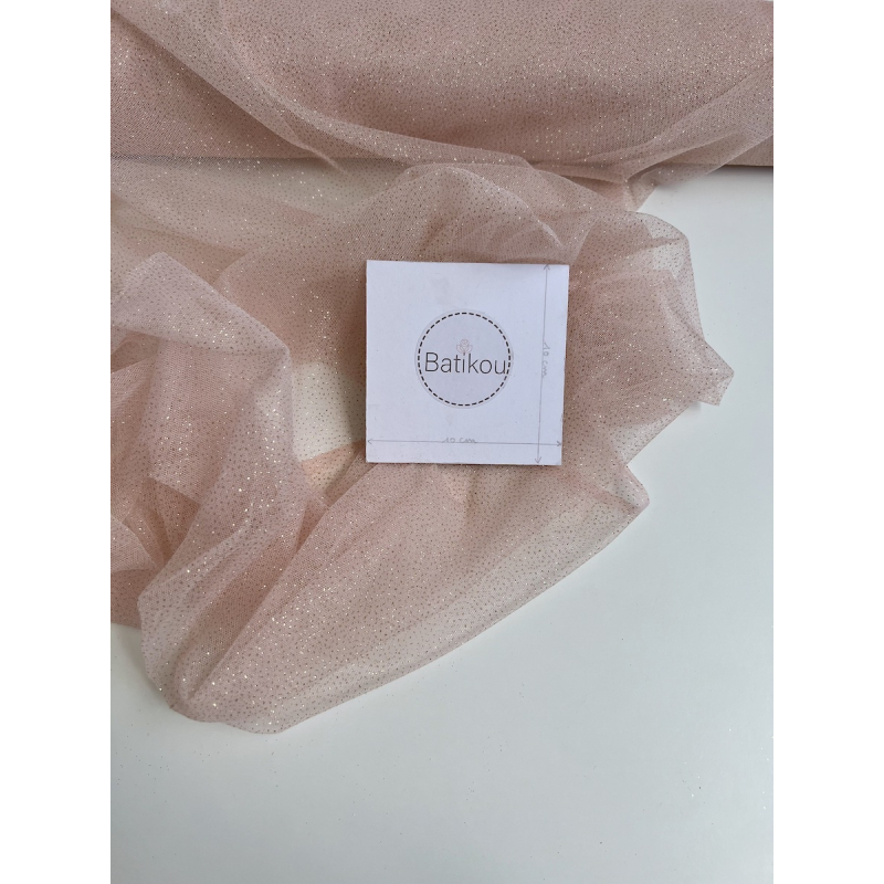 Tulle souple rose nude / doré Batikou - 5