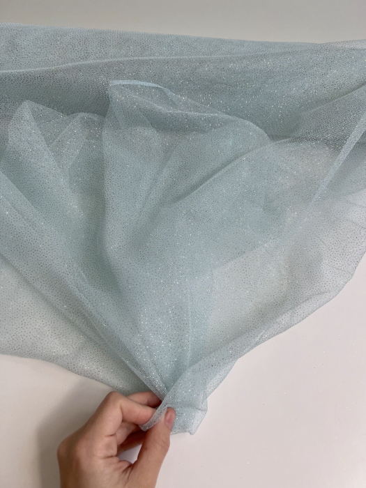 Tulle souple Celadon / doré Batikou - 2