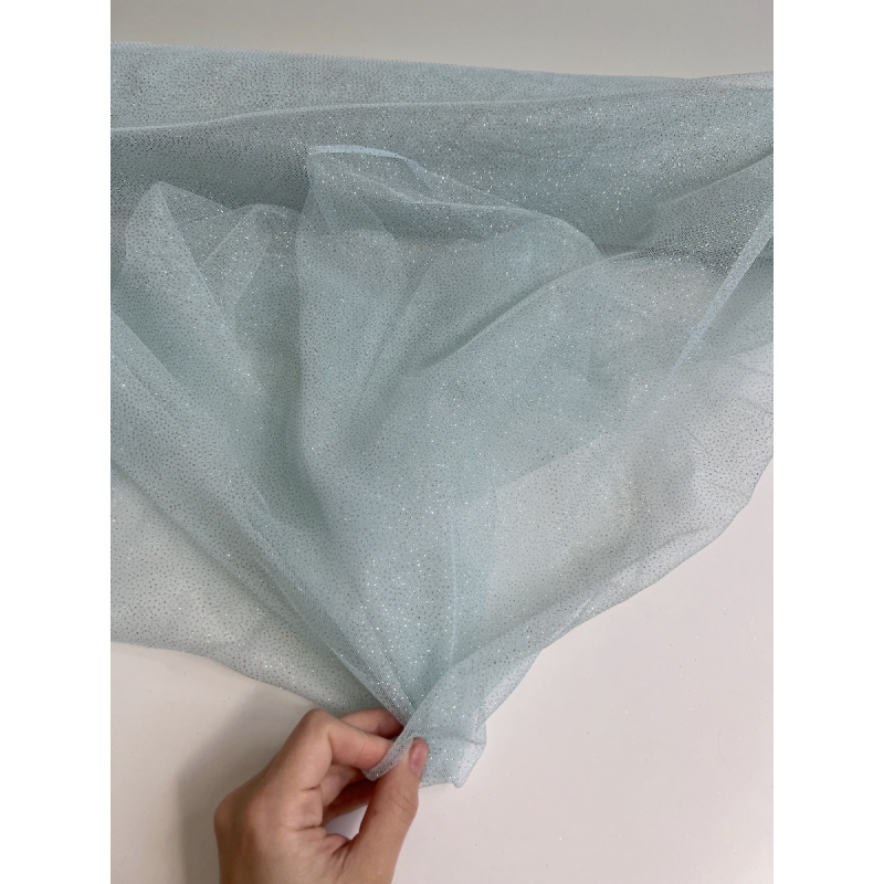 Tulle souple Celadon / doré Batikou - 2