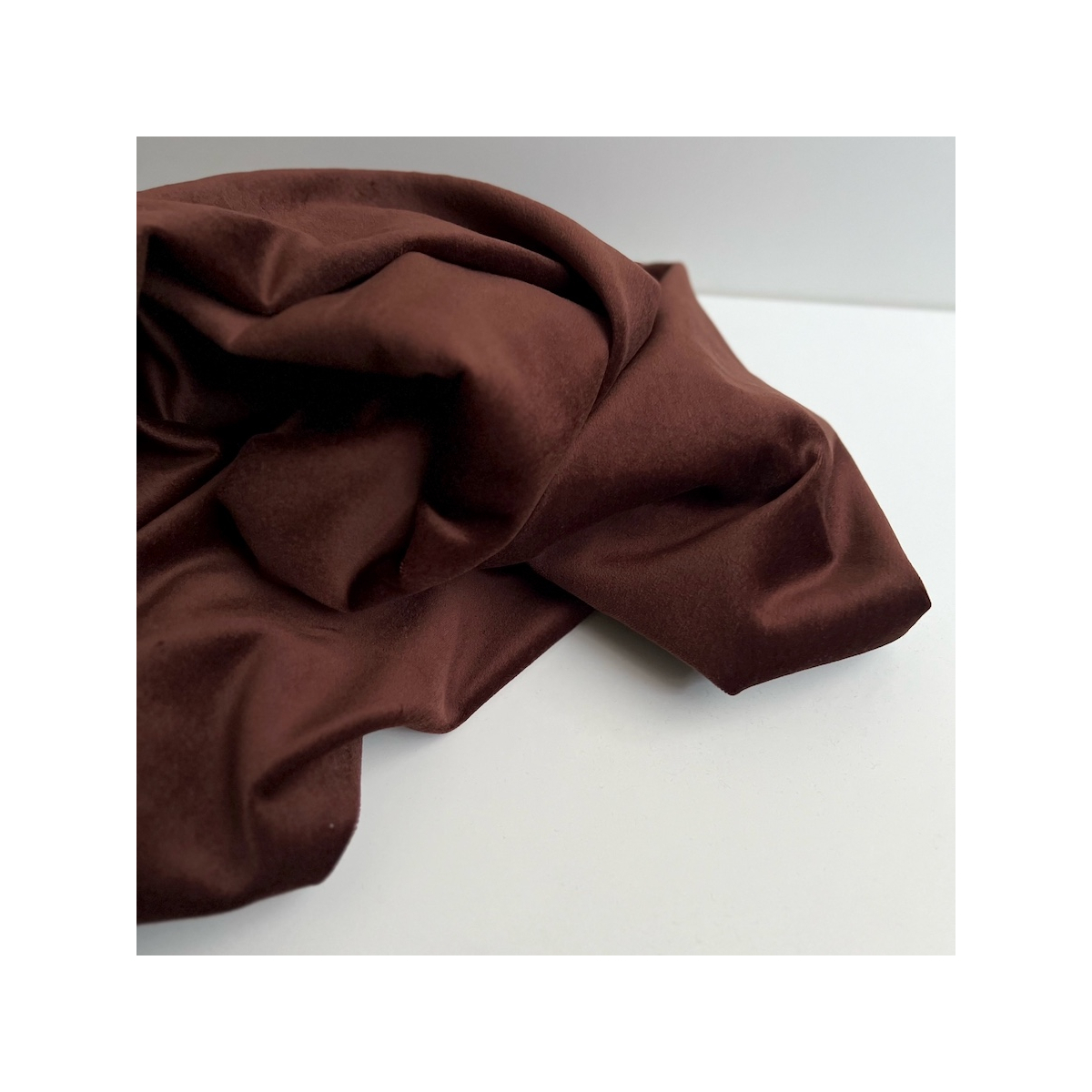 Velours ras coton organique coloris chocolat Tissus issus de l'agriculture biologique  - 1