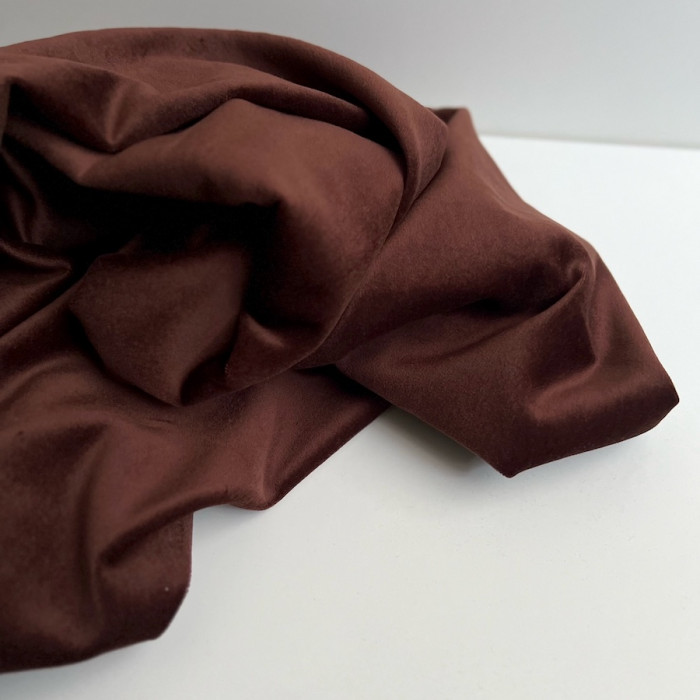 Velours ras coton organique coloris chocolat Tissus issus de l'agriculture biologique  - 1
