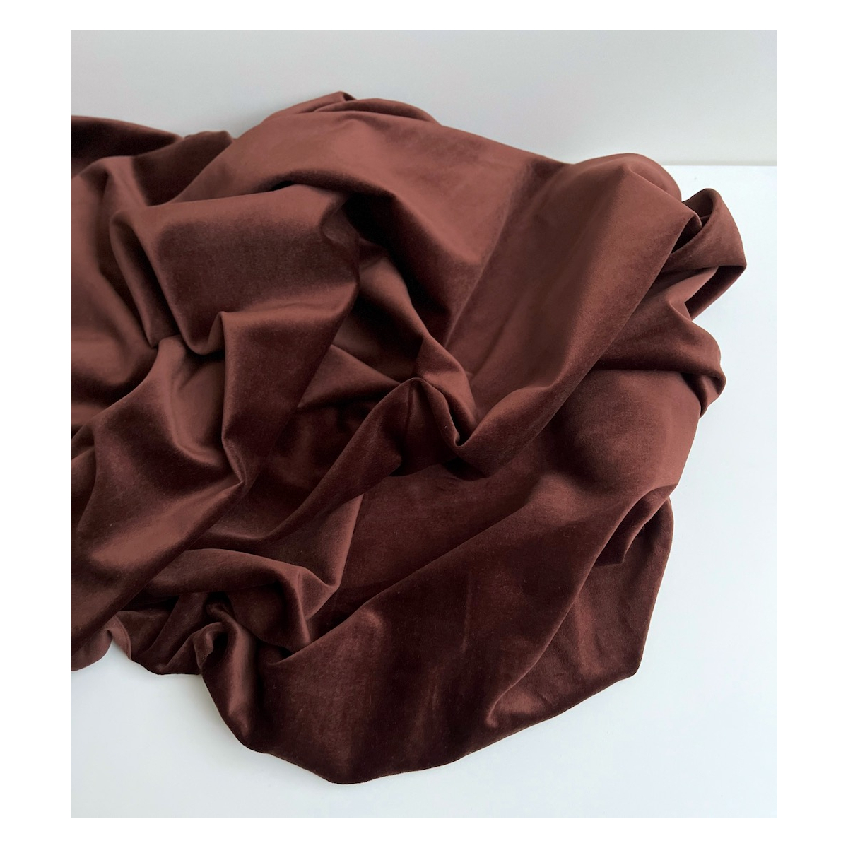 Velours ras coton organique coloris chocolat Tissus issus de l'agriculture biologique  - 4