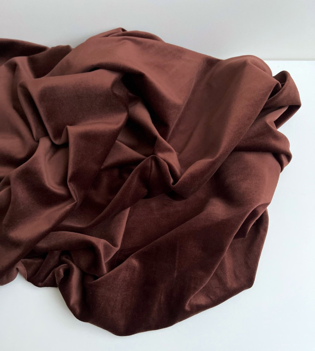 Velours ras coton organique coloris chocolat Tissus issus de l'agriculture biologique  - 4