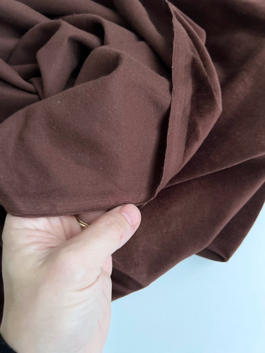 Velours ras coton organique coloris chocolat Tissus issus de l'agriculture biologique  - 5