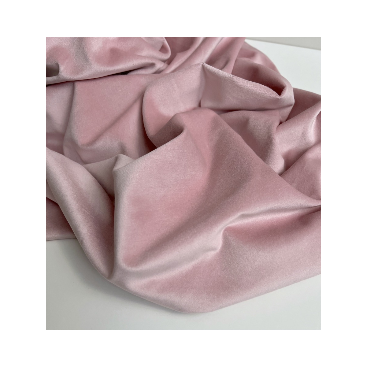 Velours ras coton organique coloris rose clair Tissus issus de l'agriculture biologique  - 1