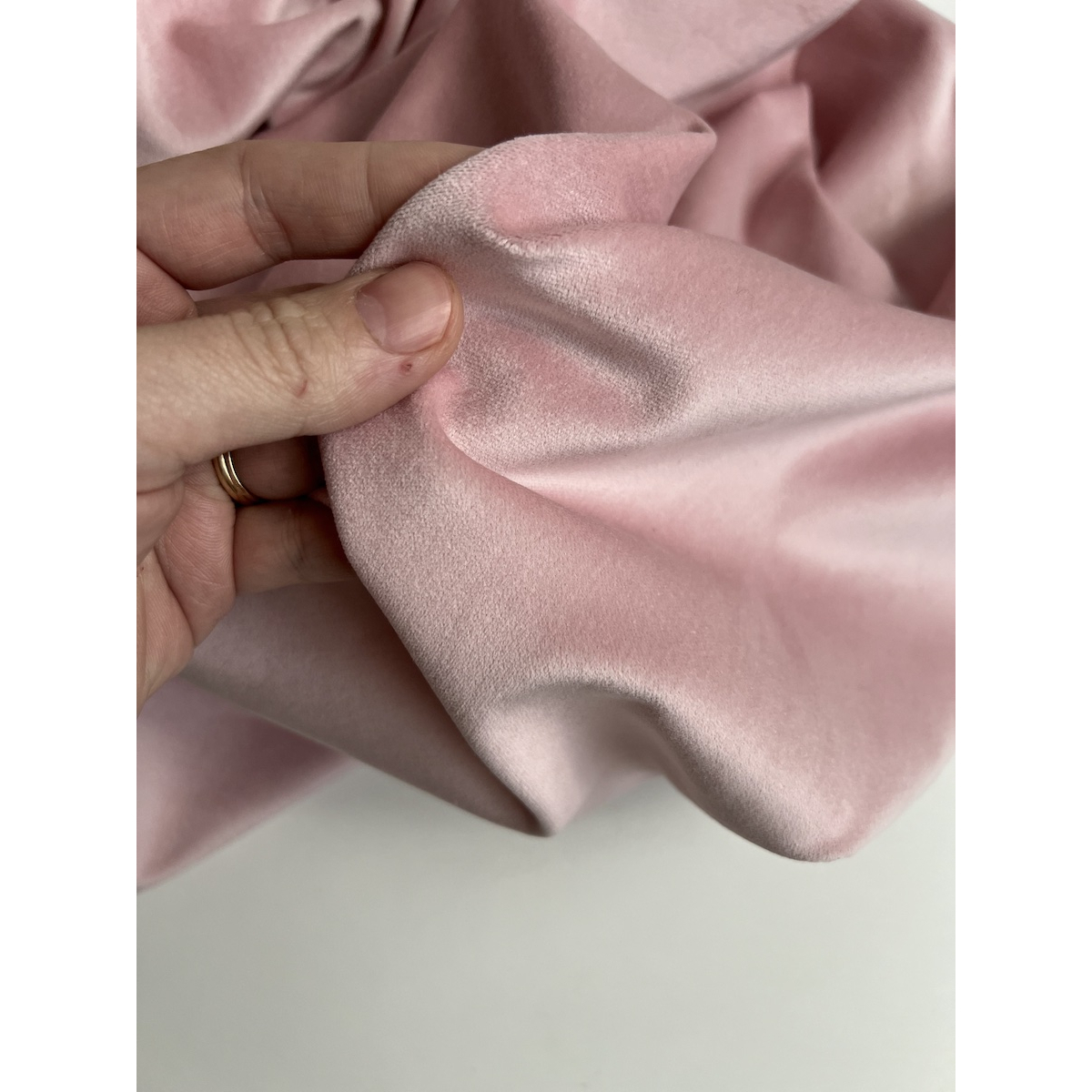 Velours ras coton organique coloris rose clair Tissus issus de l'agriculture biologique  - 5