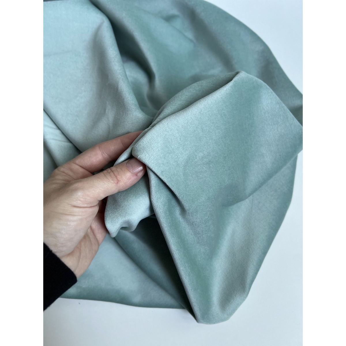 Velours ras coton organique coloris Celadon Tissus issus de l'agriculture biologique  - 4
