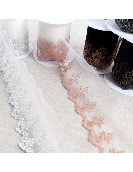 Galon Broderie Métallique Bronze sur Tulle