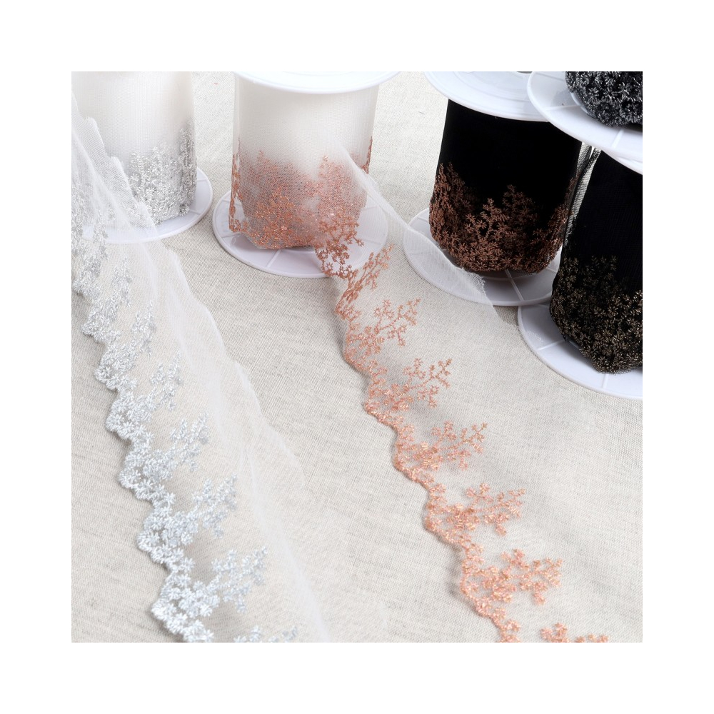 Galon Broderie Métallique Bronze sur Tulle