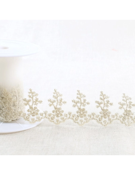 Galon Broderie Métallique Or sur Tulle