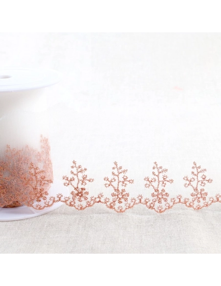 Galon Broderie Métallique Cuivre sur Tulle