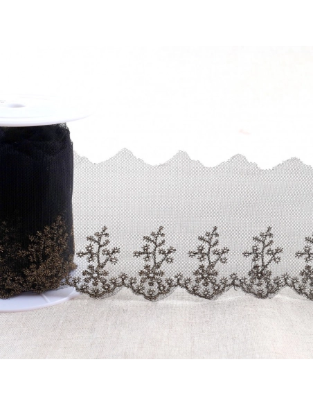 Galon Broderie Métallique Bronze sur Tulle