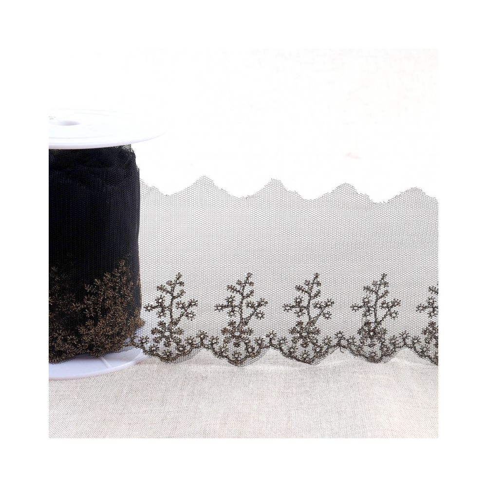 Galon Broderie Métallique Bronze sur Tulle