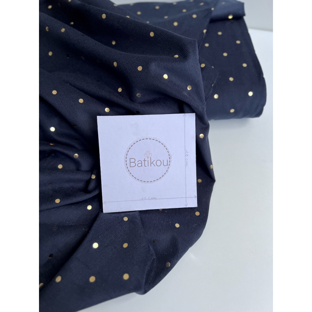 Romane - Velours milleraies coton imprimé pois dorés  - 3