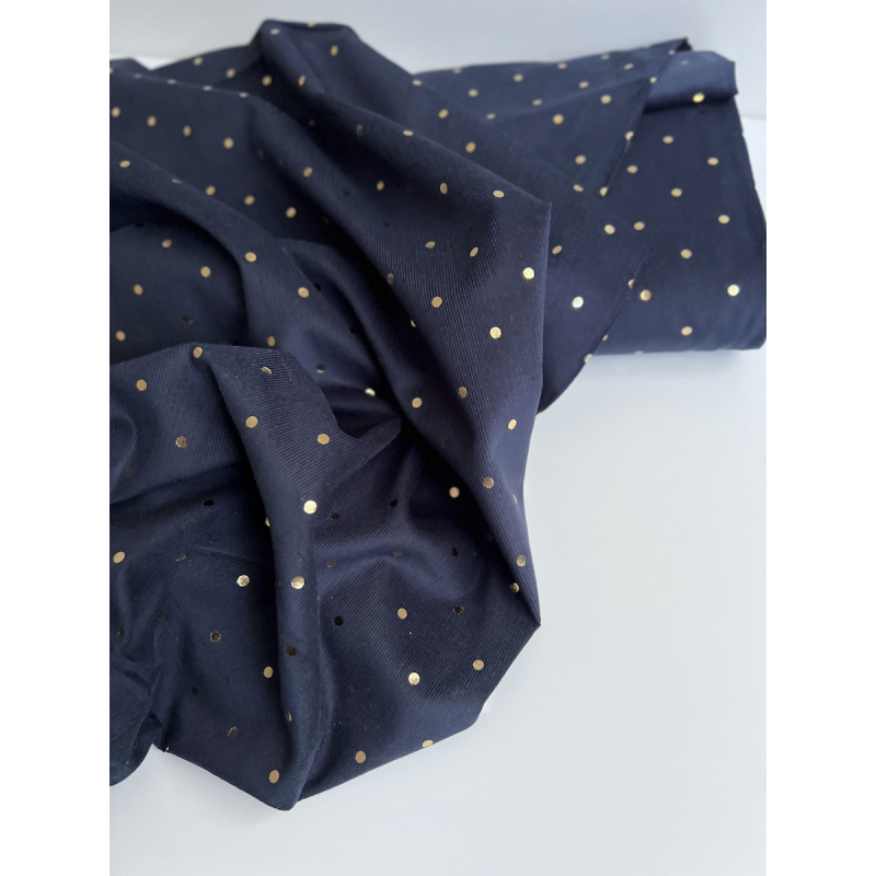 Romane - Velours milleraies coton imprimé pois dorés  - 4