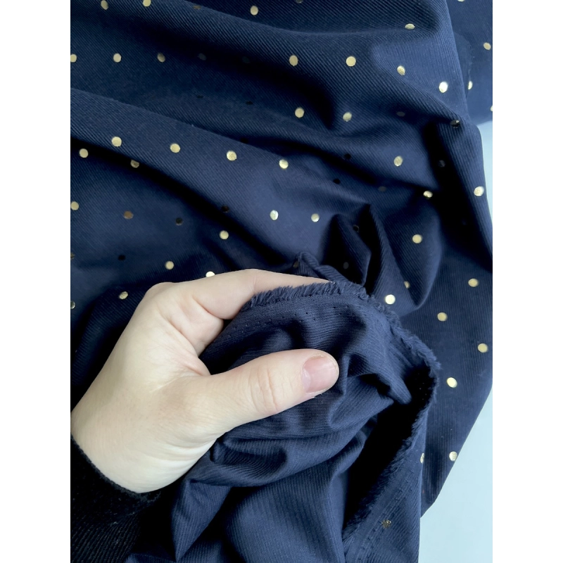 Romane - Velours milleraies coton imprimé pois dorés  - 5