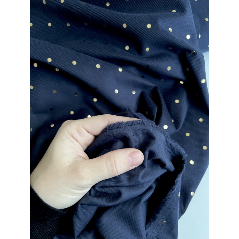 Romane - Velours milleraies coton imprimé pois dorés  - 5