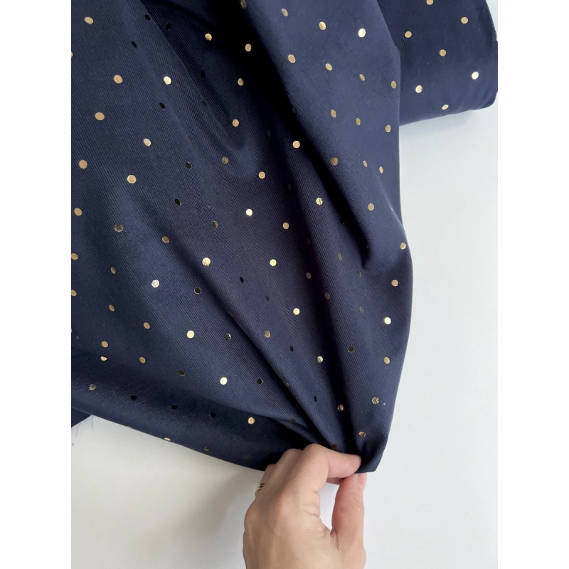 Romane - Velours milleraies coton imprimé pois dorés  - 6