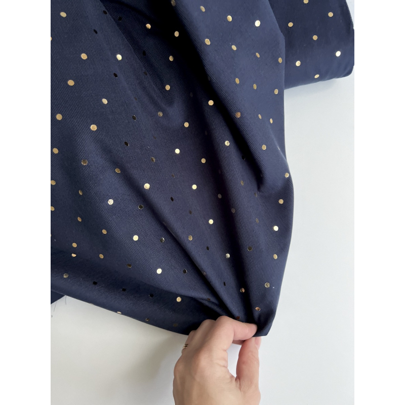 Romane - Velours milleraies coton imprimé pois dorés  - 6