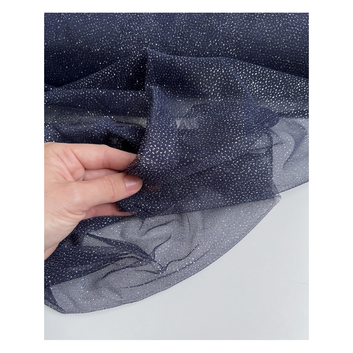Tulle souple Bleu marine / argenté Batikou - 1 Tulle souple Bleu marine / argenté Batikou - 1