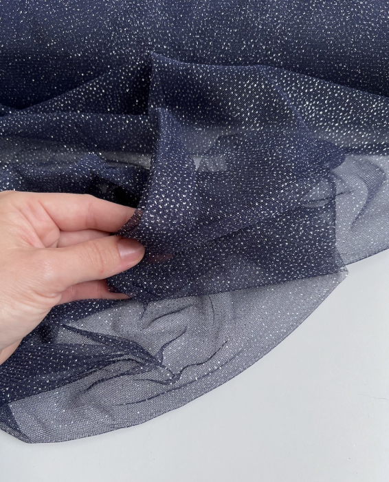 Tulle souple Bleu marine / argenté Batikou - 1