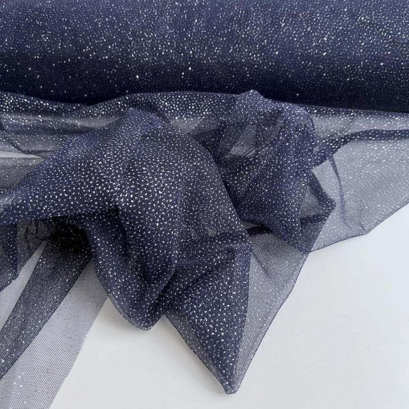Tulle souple Bleu marine / argenté Batikou - 5