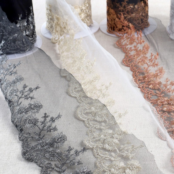 Galon Broderie Or sur Tulle 90 mm