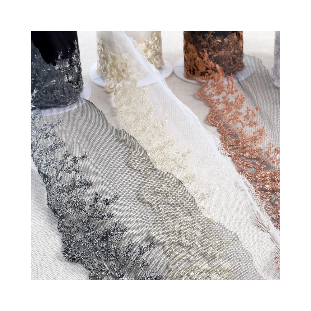 Galon Broderie Cuivre sur Tulle 90 mm
