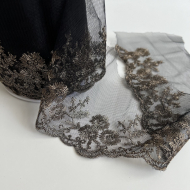 Galon broderie or champagne sur tulle 90mm x1m Batikou - 1