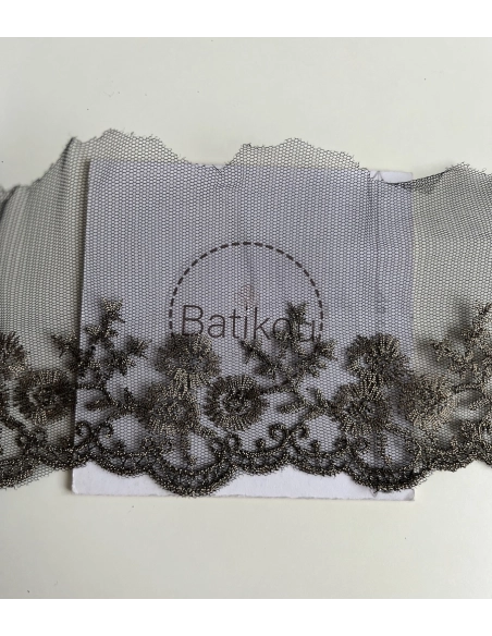 Galon broderie or champagne sur tulle 90mm x1m Batikou - 3