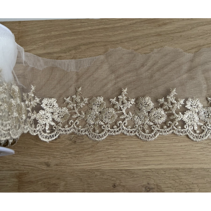 Galon Broderie Or sur Tulle 90mm x1m Batikou - 3