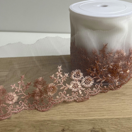 Galon Broderie Cuivre sur Tulle 90mm x1m Batikou - 1 Galon Broderie Cuivre sur Tulle 90mm x1m Batikou - 1