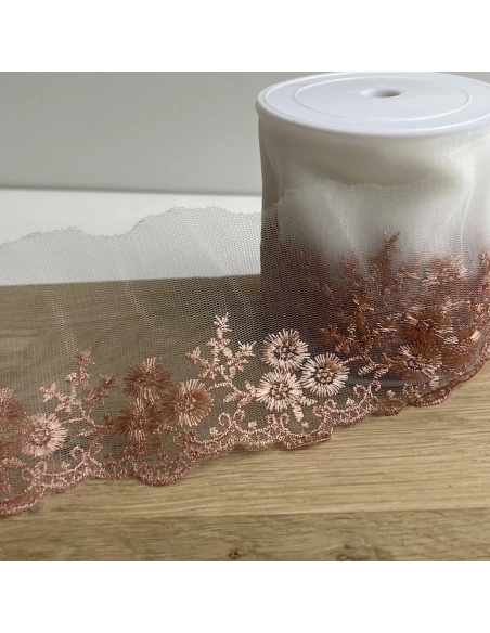 Galon Broderie Cuivre sur Tulle 90mm x1m Batikou - 1