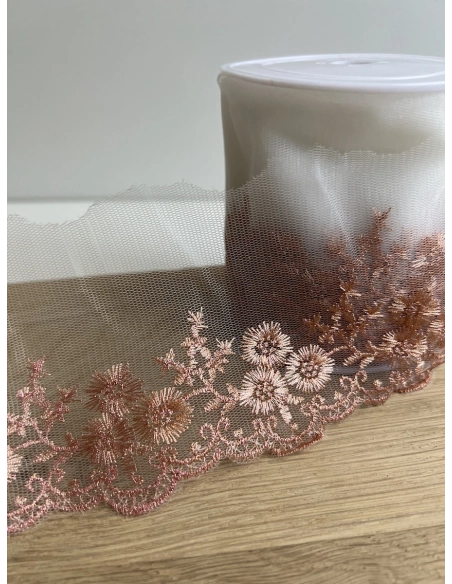 Galon Broderie Cuivre sur Tulle 90mm x1m Batikou - 4