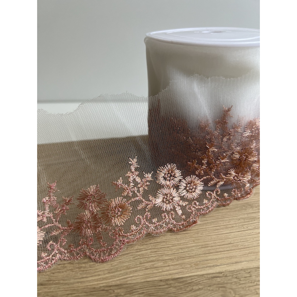 Galon Broderie Cuivre sur Tulle 90mm x1m Batikou - 4