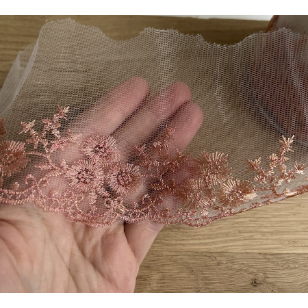 Galon Broderie Cuivre sur Tulle 90mm x1m Batikou - 2 Galon Broderie Cuivre sur Tulle 90mm x1m Batikou - 2