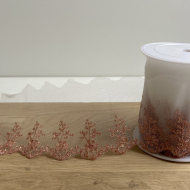 Galon Broderie Métallique rose cuivré sur Tulle 80mm x1m Batikou - 1